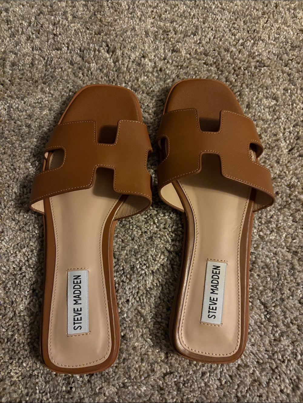 Steve Madden Brown H-Cut Slide Sandals